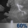 Thursday Night: Showers and thunderstorms likely, mainly after 1am.  Mostly cloudy, with a low around 72. Southwest wind around 5 mph.  Chance of precipitation is 60%.