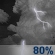 Tuesday Night: Showers and possibly a thunderstorm.  Low around 65. Chance of precipitation is 80%.